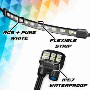 XKmax LED Motorcycle Underglow Light Kit w/ RGBW Color Chasing | App-controlled - Image 2