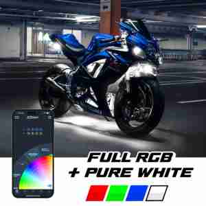 XKmax LED Motorcycle Underglow Light Kit w/ RGBW Color Chasing | App-controlled - Image 7
