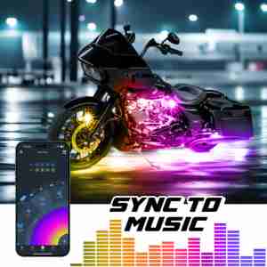 XKmax LED Motorcycle Underglow Light Kit w/ RGBW Color Chasing | App-controlled - Image 3
