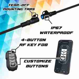 XKmax Atomix Universal Accent Strip Light Kit | RGB Color Chasing & App Control - Image 4