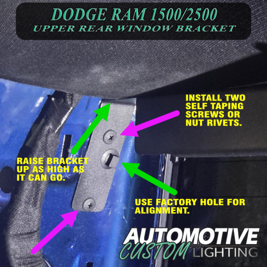 Upper Rear Window 2023-2025 DODGE RAM1500 REAR WINDOW INTERIOR BRACKET (NO CUTTING ...